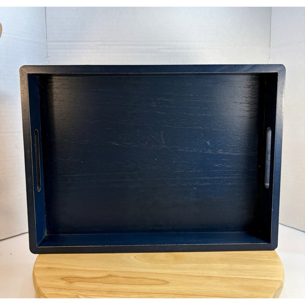 Hobby Lobby Navy Blue Rectangular Serving Tray w/ Handles 15.66 x 11.5 in